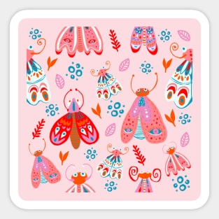 Butterflies and pink moths pattern Sticker